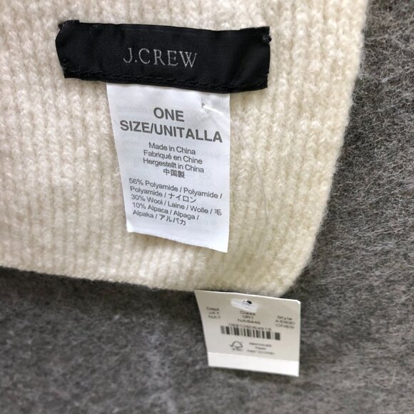 J. Crew Ribbed Scarf Super Soft Yarn Beige Ivory Wool Alpaca Blend Rectangle - Picture 7 of 9